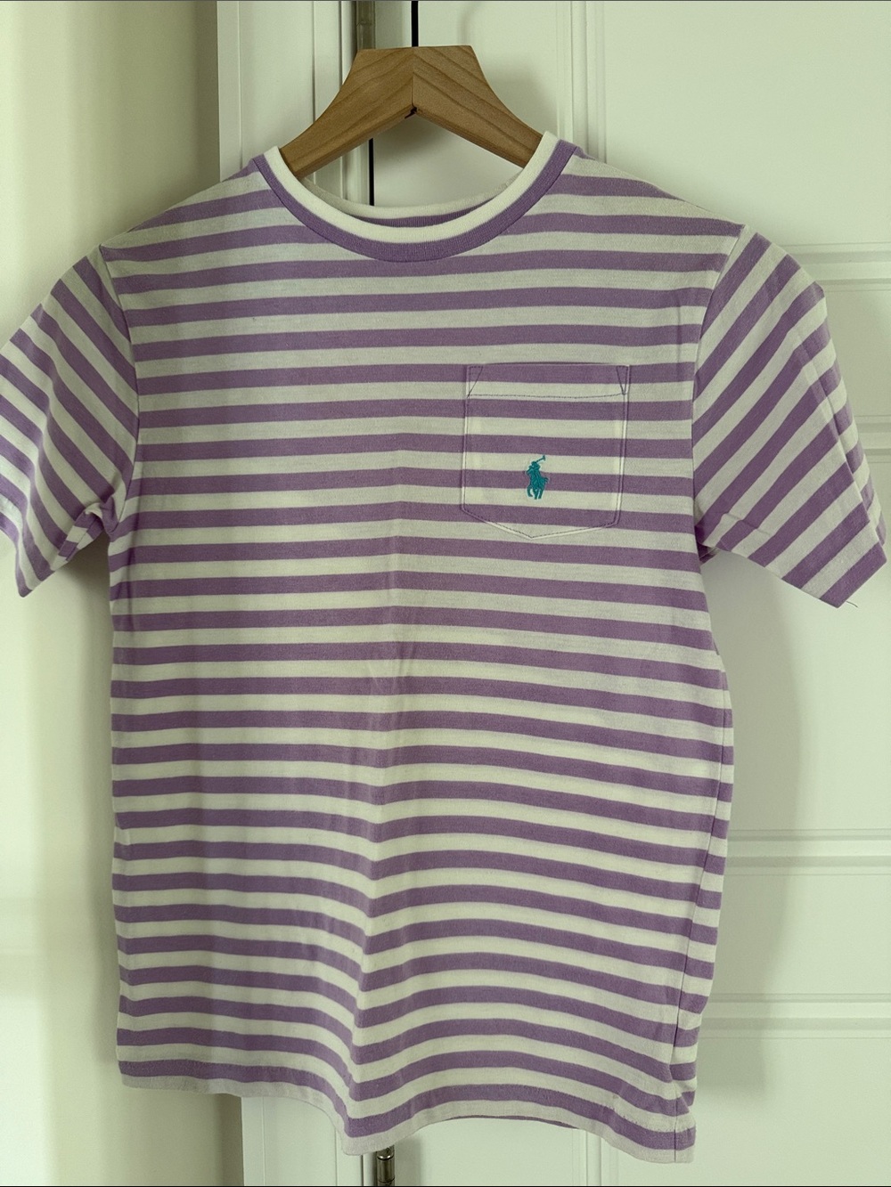 Polo by Ralph Lauren Lavender & White Striped Pocket Tee